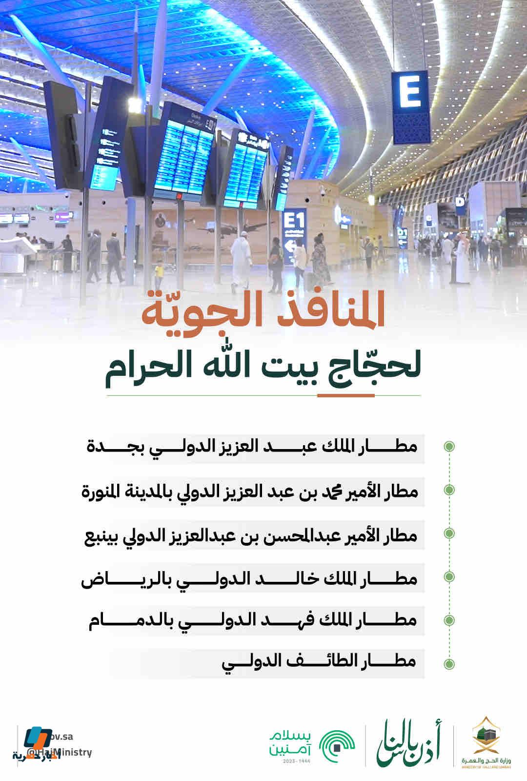 المطارات الجوية لحجاج بيت الله الحرام وحالات تعبئة الإقرار الجمركي لخدمة ضيوف الرحمن